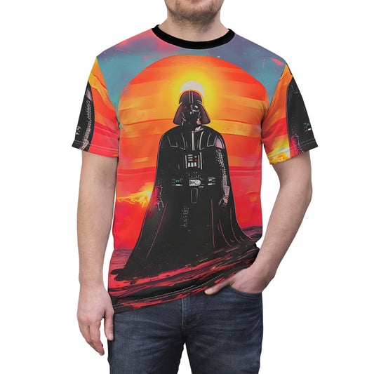 Darth Vader Sunset Collage Nostalgic Dad core T-shirt Unisex Cut & Sew Tee All Over Print, Stylish Graphic Tees, Statement T-shirts