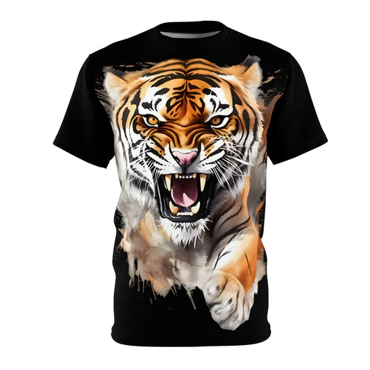 Tiger Heart, Unisex Cut & Sew T-shirt, Trending T-shirt Designs, Unique Graphic Tees, Custom Printed T-shirts (black)