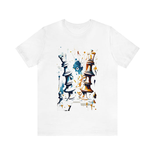 Vibrant Chess Pieces Artwork, Unisex Jersey Short Sleeve T-shirt
