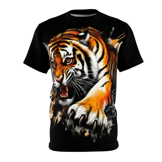Heart of a Tiger, Unisex Cut & Sew T-shirt (Black)