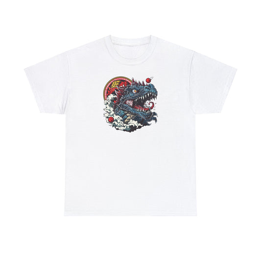 Retro 80s Japanese Monster Dinosaur T-shirt Cool Action Design, Unisex Heavy Cotton T-shirt